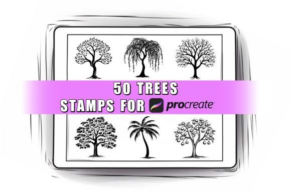 Download 50 Trees Procreate Stamps Brushes - Procreate Collection