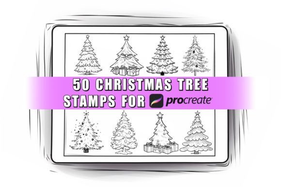 Download 50 Christmas Trees Procreate Stamps Brus - Procreate Collection