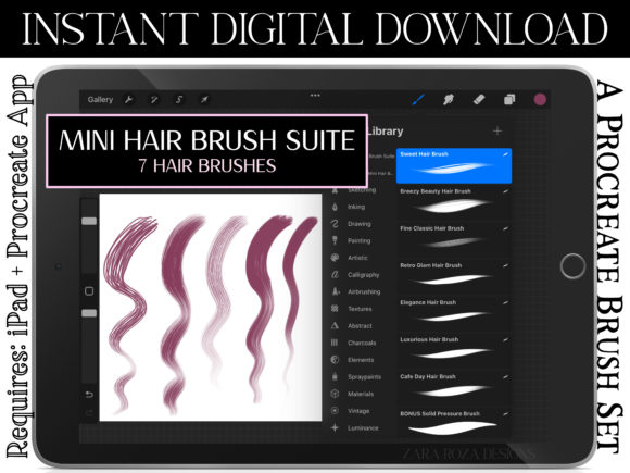 Download Procreate Hair Brush Suite Mini Pack - Procreate Collection