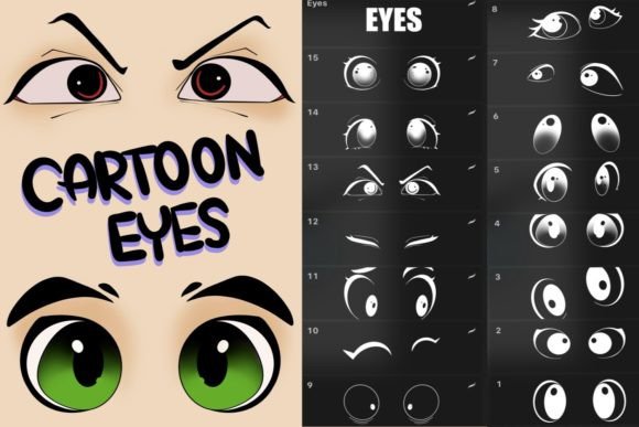 Download Procreate Cartoon Eyes Stamp and Eyebrow - Procreate Collection