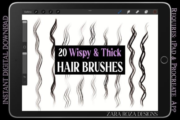 Download Procreate Wispy &amp; Thick Hair Brush Set - Procreate Collection