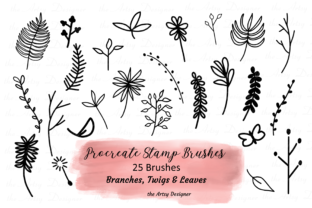 Download 25 Procreate Stamp Brushes, Plants Twigs - Procreate Collection