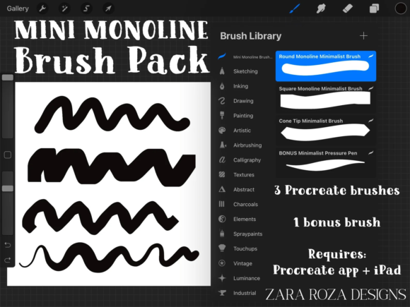 Download Mini Monoline Procreate Brush Set Pack - Procreate Collection