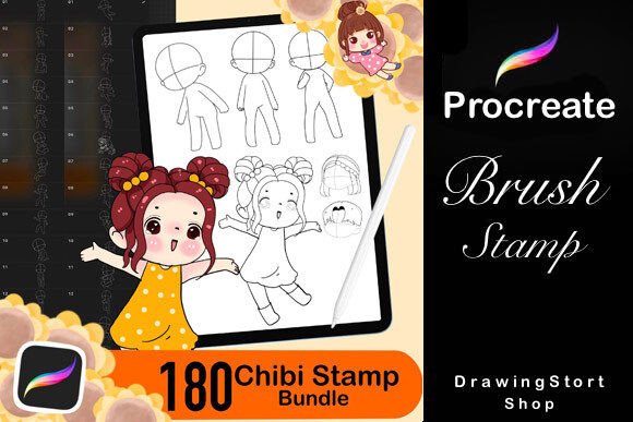 Download 180 Procreate Chibi Stamp Brushes - Procreate Collection
