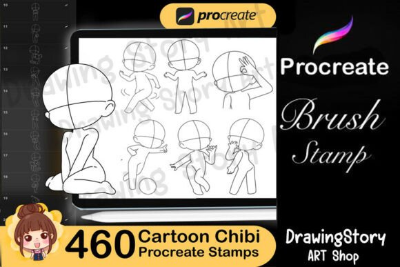 Download 460 Cartoon Chibi Procreate Stamps - Procreate Collection