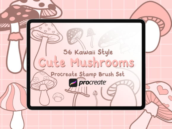 Download Doodle Mushroom Procreate Stamp Brushes - Procreate Collection