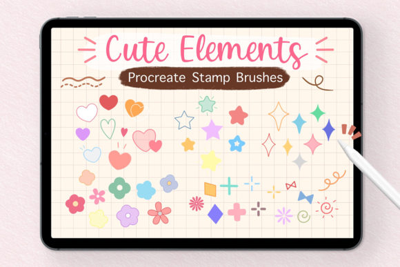 Download Procreate Stamp Brushes - Cute Elements - Procreate Collection