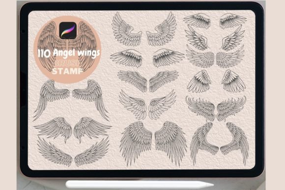 Download 110 Angel Wings Brush Stamp PROCREATE - Procreate Collection