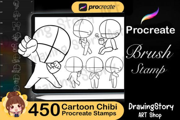 Download 450 Cartoon Chibi Procreate Stamps - Procreate Collection