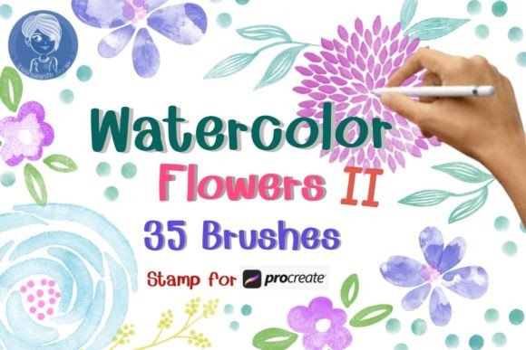 Download Watercolor Flowers II Stamp Procreate - Procreate Collection