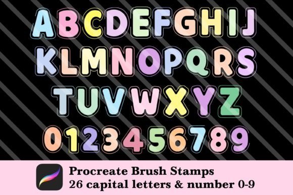 Download Alphabet &amp; Number Brush Stamp Procreate - Procreate Collection