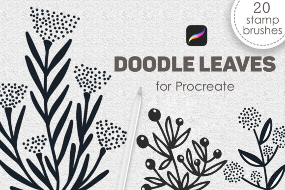 Download Doodle Leaves Procreate Stamp Brushes - Procreate Collection