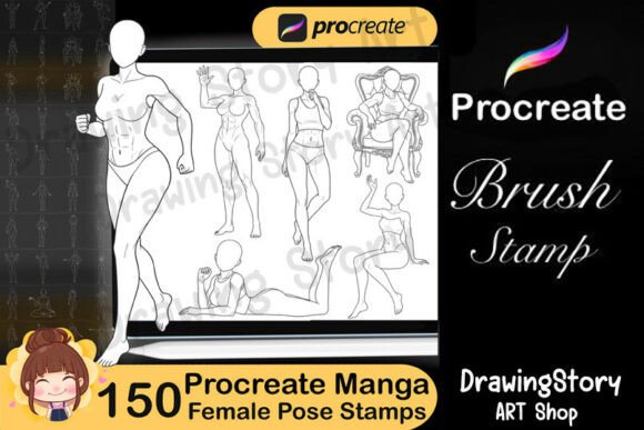 Download Procreate Manga Women Pose Stamps - Procreate Collection