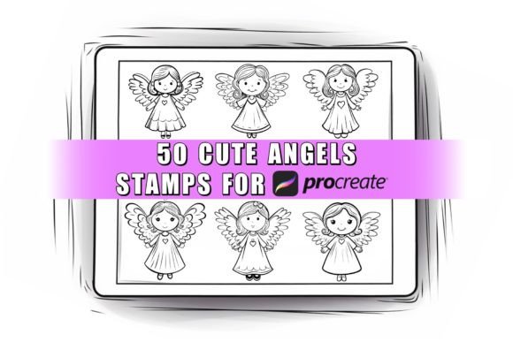 Download 50 Cute Angels Procreate Stamps Brushes - Procreate Collection