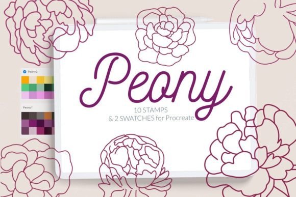 Download Peony Procreate Stamp Brushes Line Art - Procreate Collection
