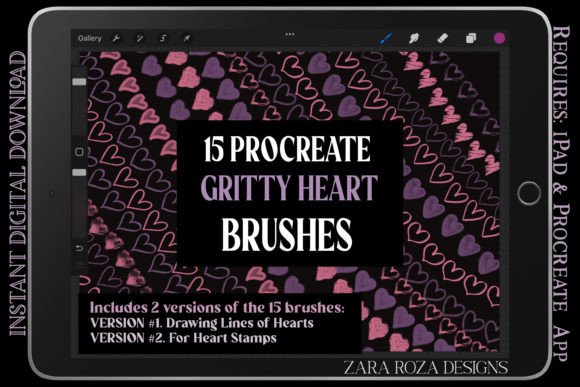 Download Procreate Gritty Heart Brush Set - Procreate Collection