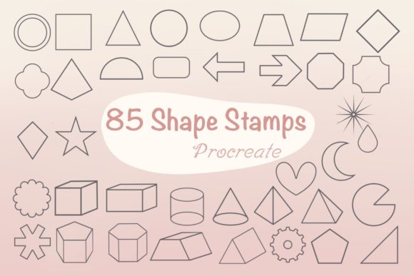 Download 85 Shape 2D &amp; 3D Procreate Brush Stamps - Procreate Collection