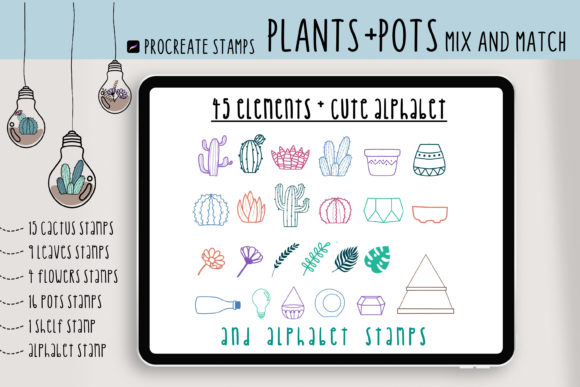 Download Procreate Brushes Stamps Plants and Pots - Procreate Collection
