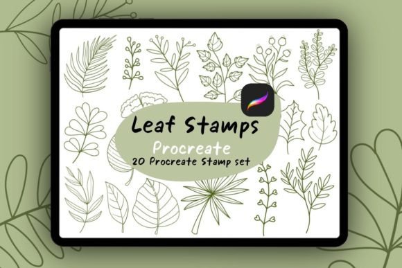 Download 20 Leaf Brush Stamps Procreate - Procreate Collection