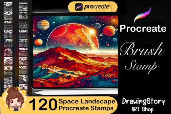 Download 120 Space Landscape Procreate Stamps - Procreate Collection