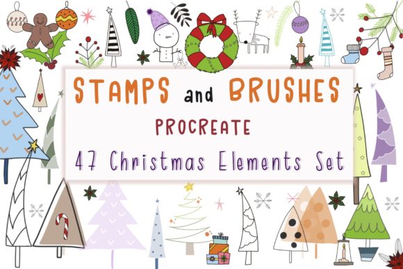 Download Procreate 47Christmas Elements Set Brushes - Procreate Collection