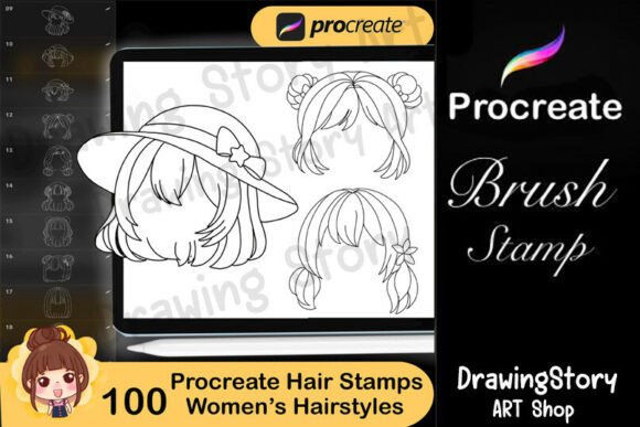 Download 100 Procreate Hair Style Stamps: Women's - Procreate Collection