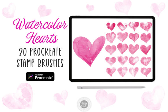 Download Watercolor Hearts Procreate Stamps - Procreate Collection