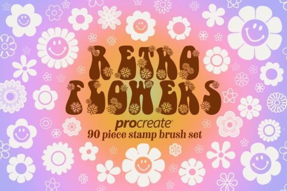 Download Retro Flowers Procreate Stamp Brush Set - Procreate Collection