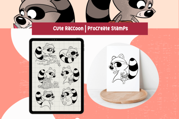Download Procreate Brushes Cute Raccoon Stamps - Procreate Collection
