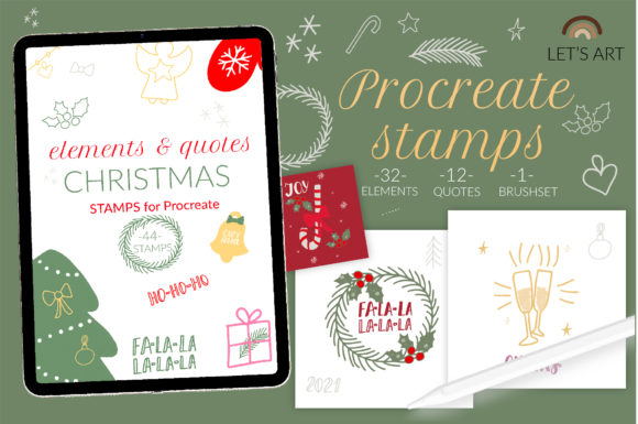 Download Christmas Procreate Stamps, Xmas Brushes - Procreate Collection