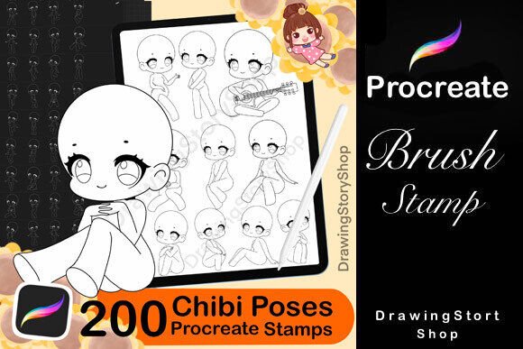 Download 200 Base Chibi Procreate Body Pose Stamp - Procreate Collection