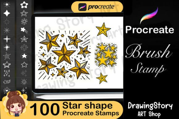 Download 100 Star Shape Stamps: Procreate Brush - Procreate Collection
