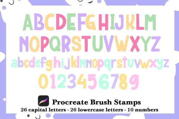 Download Alphabet &amp; Number Brush Stamp Procreate - Procreate Collection