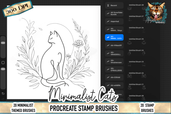Download Minimalist Cat Procreate Stamp Brushes - Procreate Collection