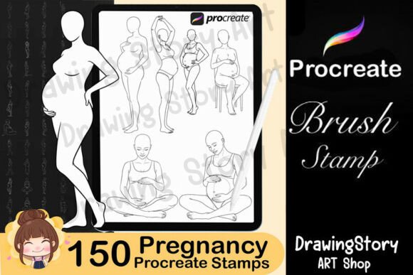 Download 150 Pregnant Procreate Pose Stamps - Procreate Collection