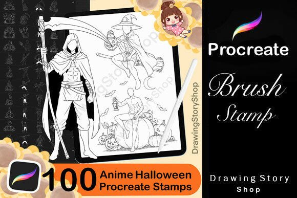 Download 100 Procreate Halloween Male Pose Stamps - Procreate Collection