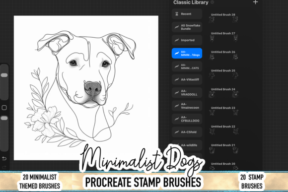 Download Minimalist Dog Procreate Stamp Brushes - Procreate Collection