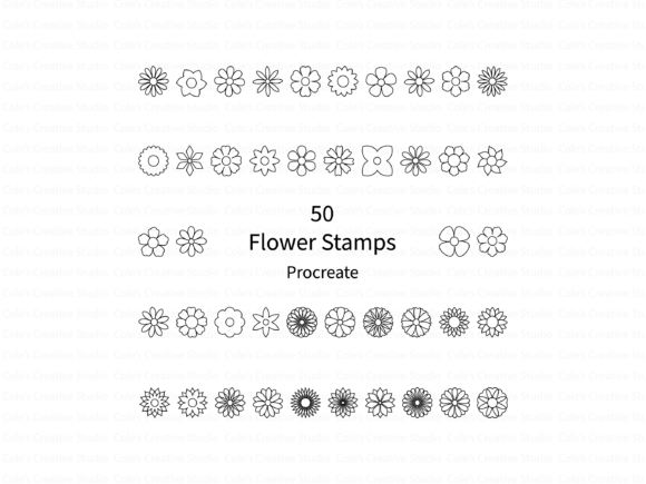 Download 50 Flower Outline Procreate Stamp Brush - Procreate Collection