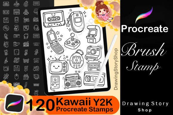 Download 120 Y2K Procreate Stamps Brushes - Procreate Collection