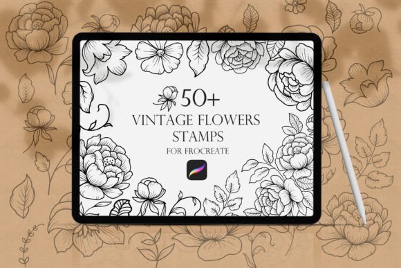 Download Vintage Flowers Procreate Stamps - Procreate Collection