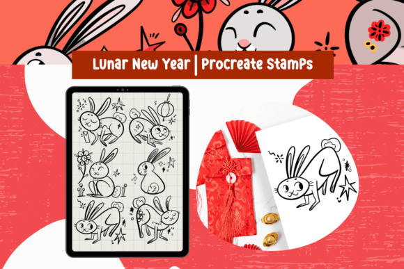 Download Chinese New Year Procreate Stamps Rabbit - Procreate Collection