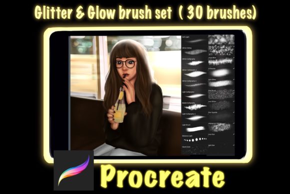 Download 30 Glitter &amp; Glow Brush for Procreate Set - Procreate Collection