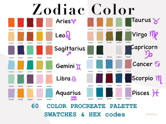 Download Zodiac Color Palette for Procreate, IPad - Procreate Collection