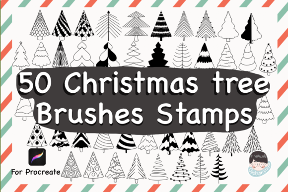 Download 50 Christmas Tree Procreate Brush Stamps - Procreate Collection