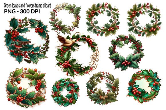 Download Green Leaves and Flowers Frame Clipart - Leaves and flowers Collection