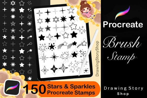 Download 150 Procreate Star &amp; Sparkle Stamps - Procreate Collection