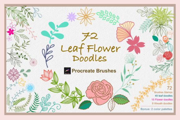 Download Procreate Brushes Leaf Flower Doodles - Procreate Collection