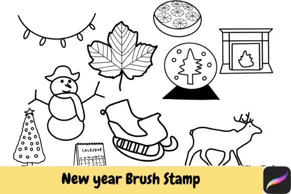 Download New Year Brush Stamps Procreate IPAD - Procreate Collection