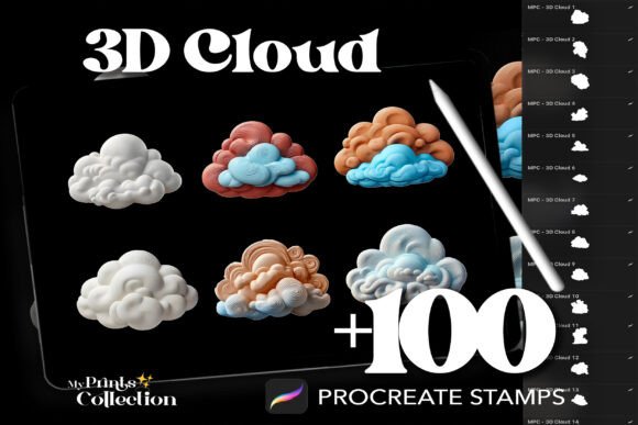 Download 100+ Procreate 3D Cloud Stamps - Procreate Collection