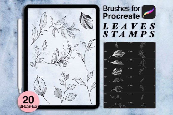 Download 20 Leaves Procreate Stamps - Procreate Collection